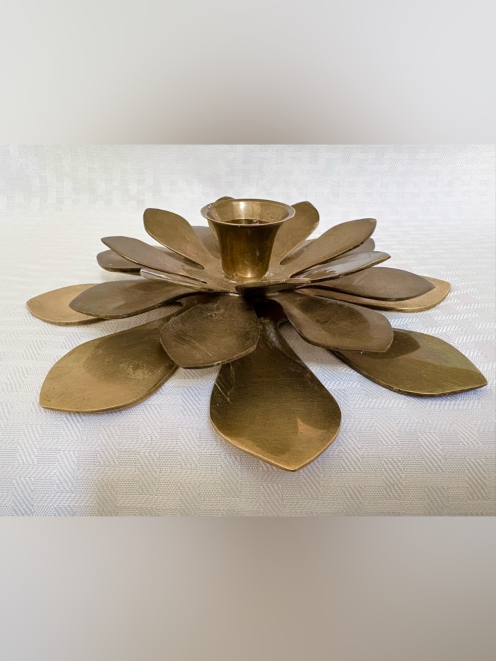 Brass Flower Petal Candle Holder - Gold